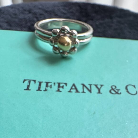 Tiffany & Co 18k Gold 925 Paloma Picasso Jolie Flower Ring Size 6.5 - Picture 3 of 10